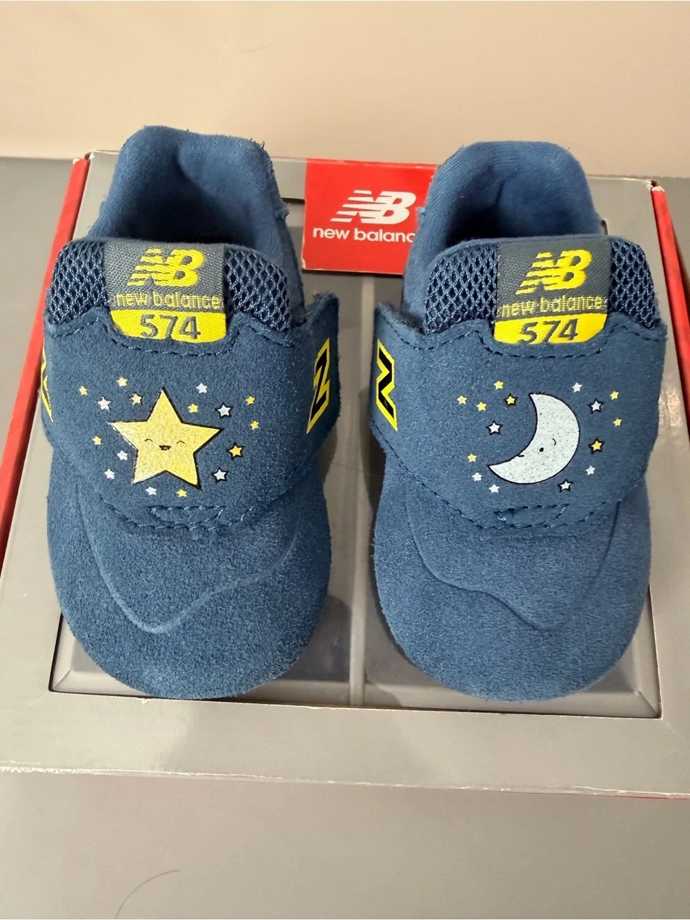New Balance Infant/Baby Navy and Yellow Hook-and-Loop Shoe Size 1